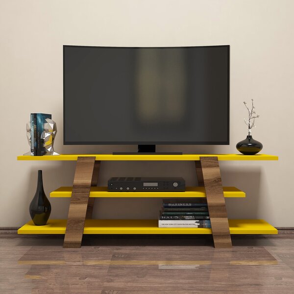 ASIR TV stolík FLOWER orechová žltá