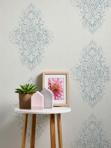 A.S. Création | Vliesová tapeta na stenu Luxury Wallpaper 31945-1 | 0,53 x 10,05 m | biela, metalická