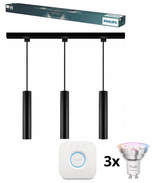 Philips-LED stmievateľný luster na lanku do lišty, systém EASYLINK HUE, 3xGU10/4,7W/230V + Hue bridge