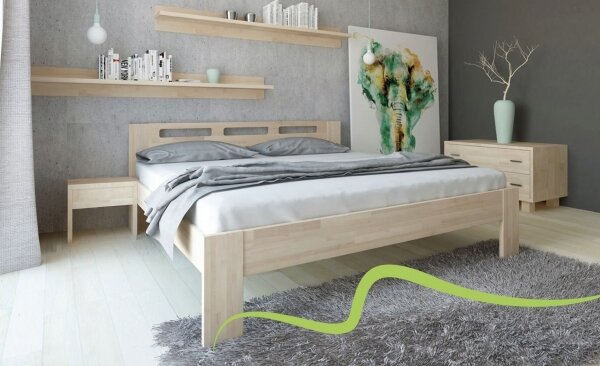 TEXPOL Manželská masívna posteľ NELA Veľkosť: 200 x 160 cm, Materiál: Buk, Morenie: prírodné