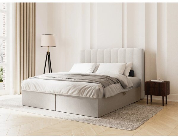 Béžová boxspring posteľ s úložným priestorom 180x200 cm Gina – Milo Casa