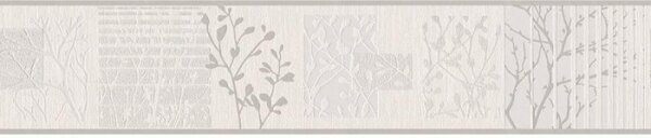 A.S. Création | Vinylová bordúra na stenu Only Borders 3054-11 | 13 cm x 5 m | metalická, šedá, krémová