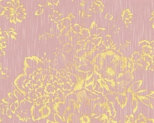 A.S. Création | Vliesová tapeta na stenu Metallic Silk 30657-5 | 0,53 x 10,05 m | ružová, zlatá