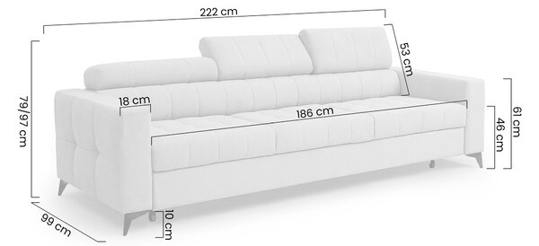 Sofa Nardo s funkciou spania - svetlý béžový šenil Vibe 06