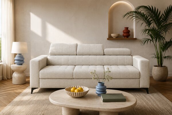 Sofa Nardo s funkciou spania - svetlý béžový šenil Vibe 06