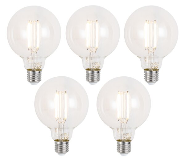 Sada 5 inteligentných stmievateľných LED žiaroviek E27 G95 číra 7W 806 lm 2700-6500K Zigbee
