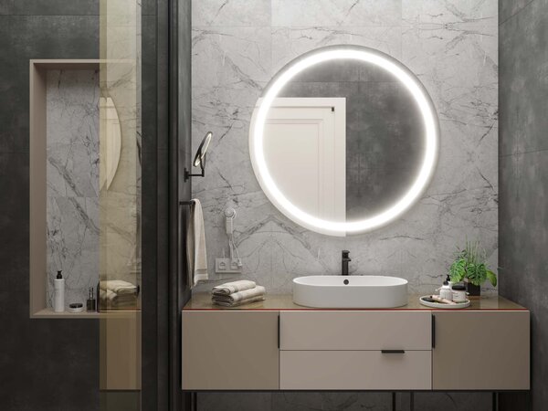 Okrúhle zrkadlo do kúpeľne s LED osvetlením C4 premium