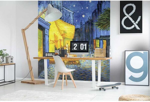 DIMEX | Vliesová fototapeta na stenu Terasa kaviarne od Vincenta van Gogha MS-3-0251 | 225 x 250 cm | modrá, žltá, hnedá