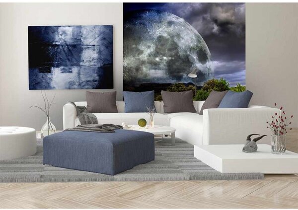 DIMEX | Vliesová fototapeta na stenu Mesiac MS-3-0185 | 225 x 250 cm | šedá, zelená, hnedá