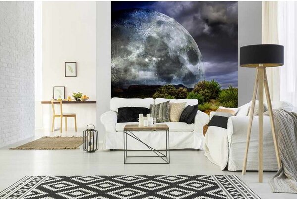 DIMEX | Vliesová fototapeta na stenu Mesiac MS-3-0185 | 225 x 250 cm | šedá, zelená, hnedá