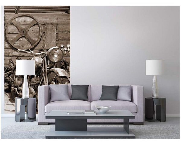DIMEX | Vliesové fototapety na stenu Starobylá garáž MS-2-0319 | 150 x 250 cm | béžová