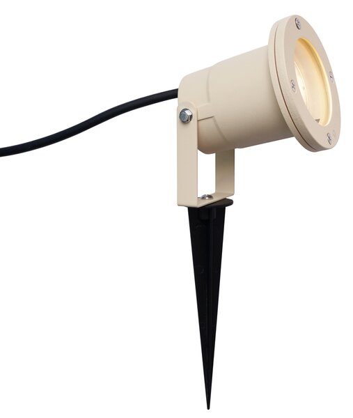 Bodové svietidlo so zemným hrotom béžové GU10 50 mm nastaviteľné IP65 vrátane kábla a zástrčky - Basic