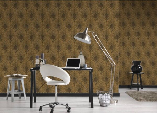 A.S. Création | Vliesová tapeta na stenu Absolutly Chic 36971-8 | 0,53 x 10,05 m | čierna, hnedá, zlatá
