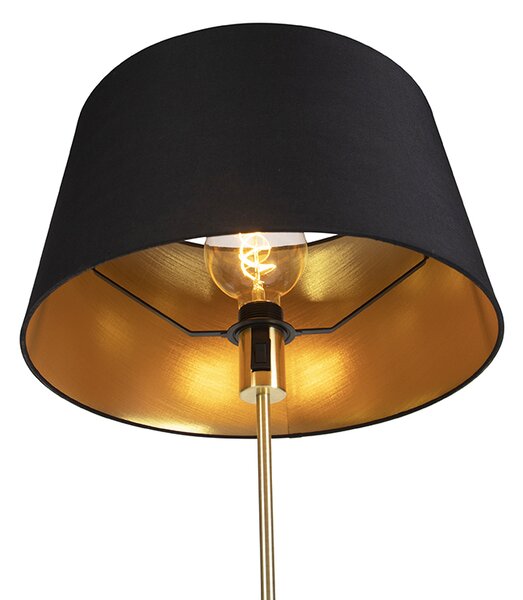 Stojaca lampa zlatá/mosadzná s čiernym tienidlom 45 cm nastaviteľná - Parte