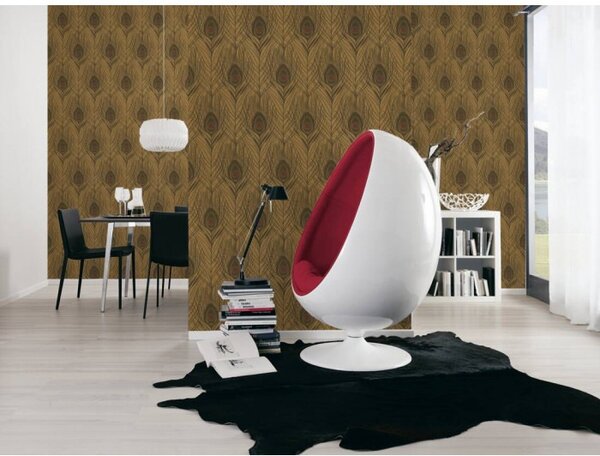 A.S. Création | Vliesová tapeta na stenu Absolutly Chic 36971-8 | 0,53 x 10,05 m | čierna, hnedá, zlatá