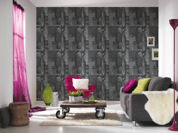 A.S. Création | Vliesová tapeta na stenu Il Decoro 2528-45 | 0,53 x 10,05 m | čierna, metalická