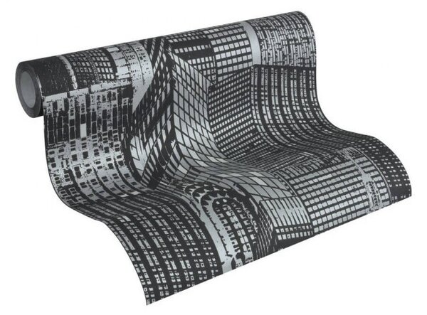 A.S. Création | Vliesová tapeta na stenu Il Decoro 2528-45 | 0,53 x 10,05 m | čierna, metalická