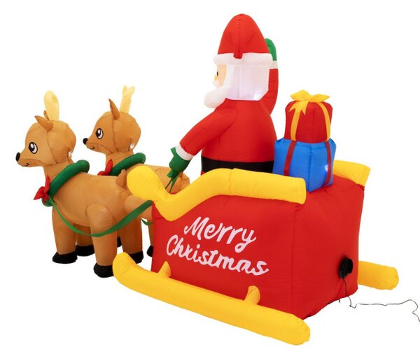 Nafukovací Santa Claus na saniach so sobmi 212 cm