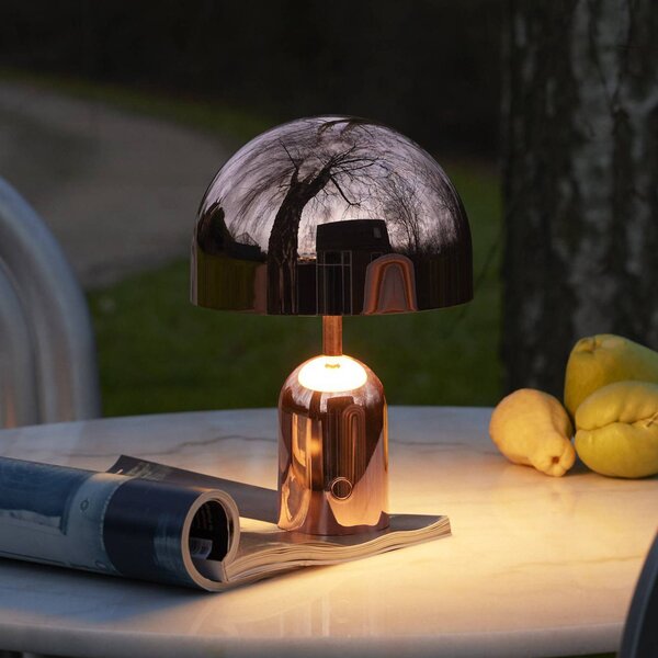 Tom Dixon Akumulátorová stolová lampa BELL PORTABLE, meď, 28 cm IP44, Meď, Obývacia izba / jedáleň, Plast, Dizajn, Stojacie svietidlo