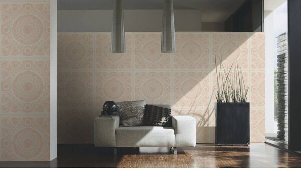 A.S. Création | Vliesová tapeta na stenu Versace 37055-6 | 0,70 x 10,05 m | ružová, biela, krémová