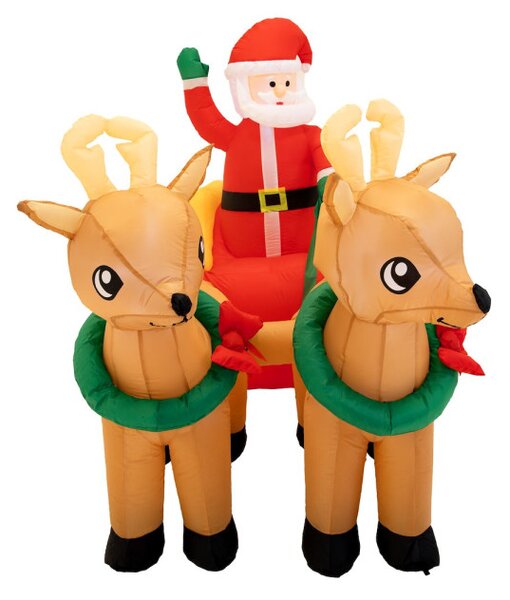 Nafukovací Santa Claus na saniach so sobmi 212 cm