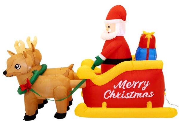 Nafukovací Santa Claus na saniach so sobmi 212 cm