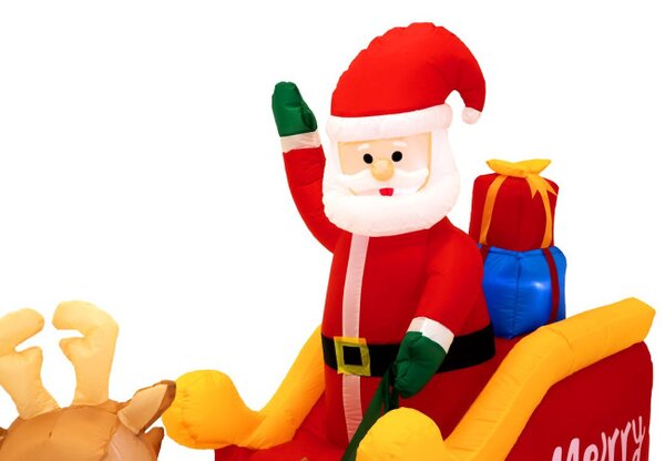 Nafukovací Santa Claus na saniach so sobmi 212 cm