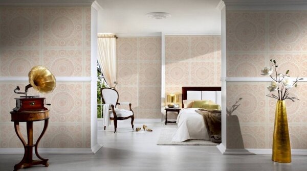 A.S. Création | Vliesová tapeta na stenu Versace 37055-6 | 0,70 x 10,05 m | ružová, biela, krémová