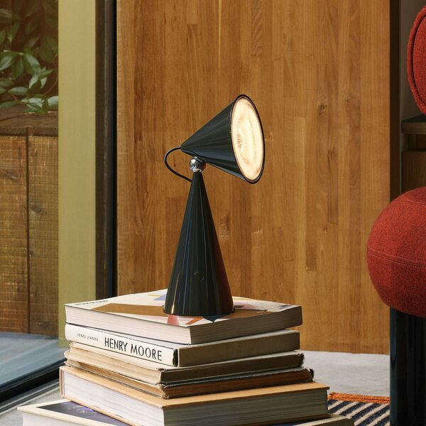 Tom Dixon stolová LED lampa Pose, antracitová, výška 25 cm, Čierna, Obývacia izba / jedáleň, Plast, Dizajn, Stojacie svietidlo