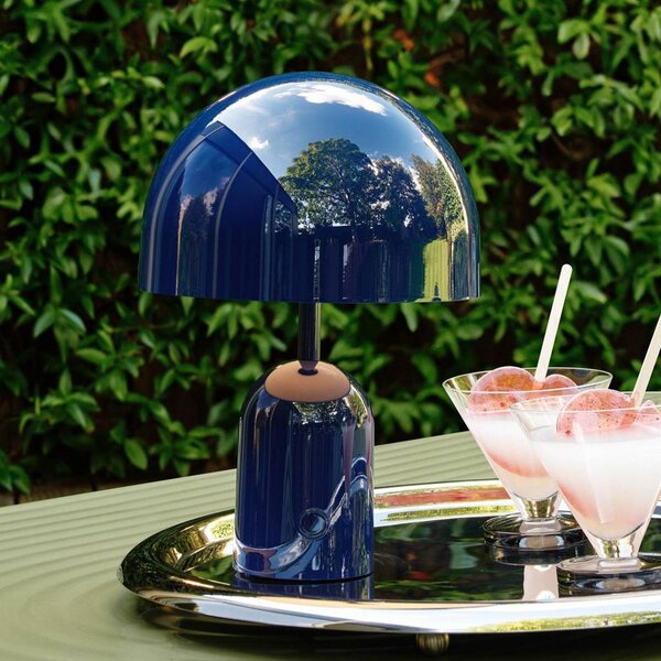 Tom Dixon Akumulátorová stolová lampa BELL PORTABLE, indigo, 28 cm IP44, Modrá, Obývacia izba / jedáleň, Plast, Dizajn, Stojacie svietidlo