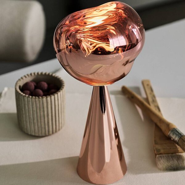 Tom Dixon Stolová LED lampa Melt, medená farba, výška 29 cm, Meď, Plast, Dizajn, Stojacie svietidlo