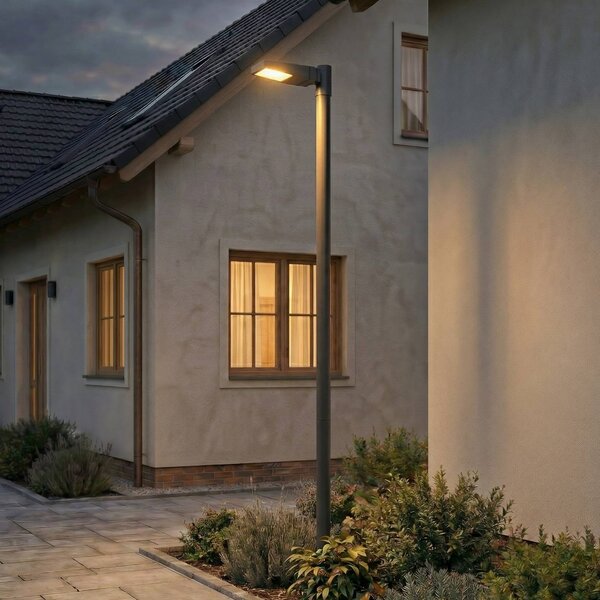 Exterierové LED svietidlo Arcchio Nefarius, 250 cm, tmavošedé, IP65, Hliník / sivá / zinok, kov, Moderný, Vonkajší veľký svietník s jedným svetlom