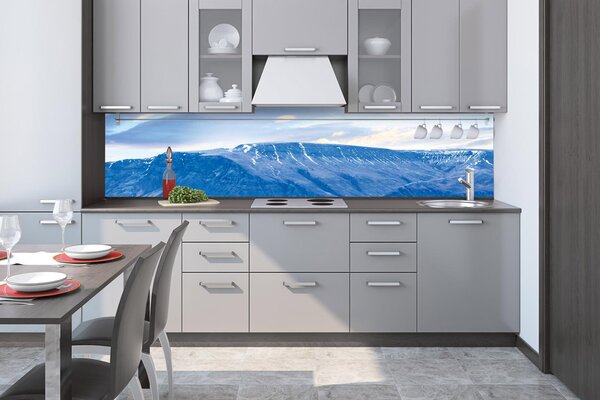 DIMEX | Fototapeta do kuchyne Reykjavík KI-260-120 | 260 x 60 cm | modrá, biela