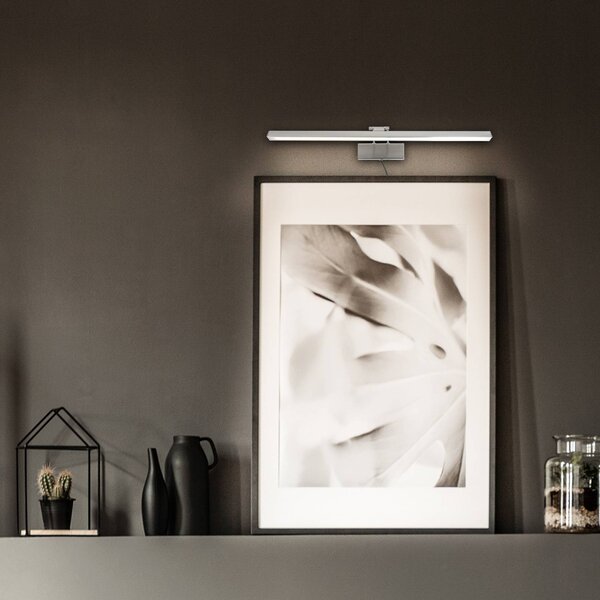 LED nástenné svetlo Litho, oceľ, kov, šírka 60 cm, Hliník / sivá / zinok, Obývacia izba / jedáleň, kov, Osvetlenie obrazu