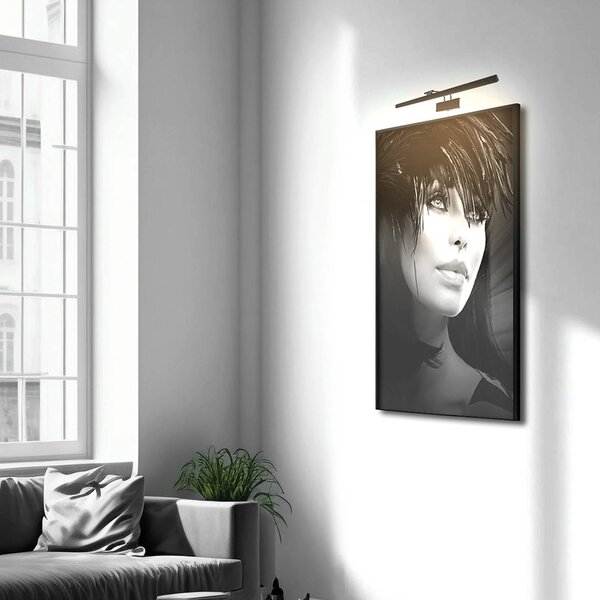 LED nástenné svetlo Litho, čierna, kov, šírka 60 cm, Čierna, Obývacia izba / jedáleň, kov, Osvetlenie obrazu