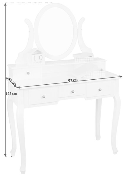 TOALETNÝ STOLÍK, biela, 97/40/142 cm Ambia Home - Toaletné stolíky