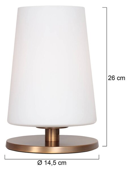 Stolová lampa Ancilla, bronzová, výška 26 cm, kov, sklo, E27, Hnedá / staromosadz, Obývacia izba / jedáleň, kov, Stojacie svietidlo