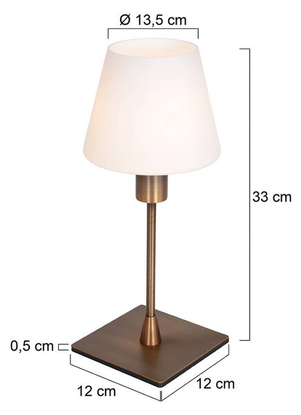Steinhauer Stolová lampa Ancilla, bronzová, výška 33 cm, kov, sklo, E14, Hnedá / staromosadz, Obývacia izba / jedáleň, kov, Stojacie svietidlo