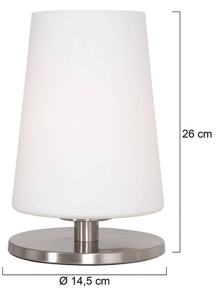 Stolová lampa Ancilla, oceľ, výška 26 cm, kov, sklo, E27, Hliník / sivá / zinok, Obývacia izba / jedáleň, kov, Stojacie svietidlo