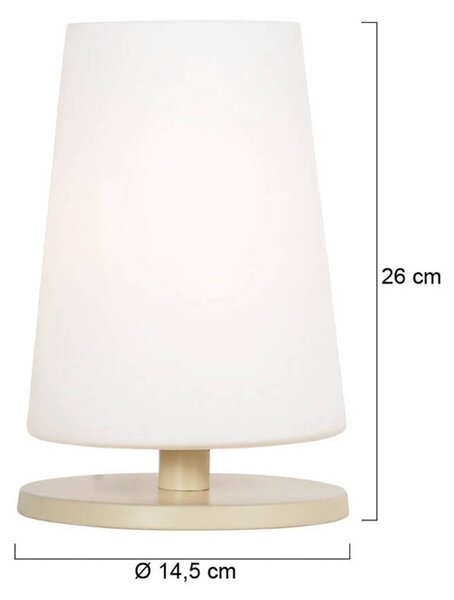 Steinhauer Stolová lampa Ancilla, krémová, výška 26 cm, kov, sklo, E27, Krémová / jantárovo žltá, Obývacia izba / jedáleň, kov, Stojacie svietidlo