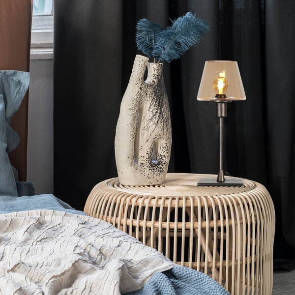 Stolová lampa Ancilla hnedá/jantárová, 33 cm, kov, sklo, E14, Hnedá / hrdzavá, Obývacia izba / jedáleň, kov, Stojacie svietidlo