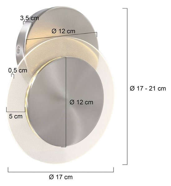 LED nástenné svetlo Lido, oceľovo šedá, kov, 2 700 K, Hliník / sivá / zinok, Obývacia izba / jedáleň, kov, Nástenné svietidlo
