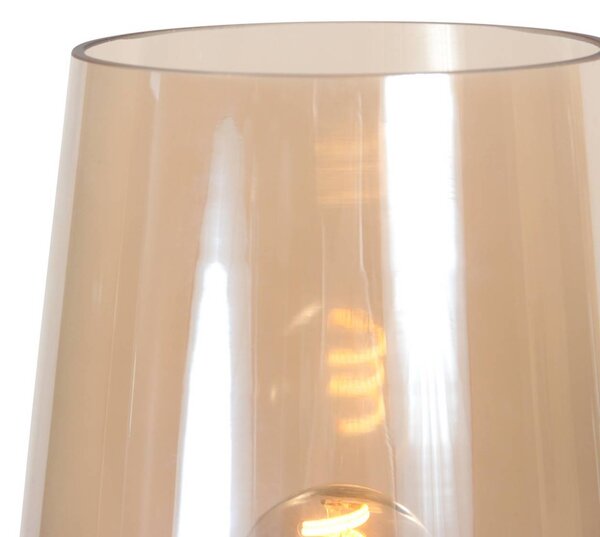 Steinhauer Stolová lampa Ancilla hnedá/jantárová, 26 cm, kov, sklo, E27, Hnedá / hrdzavá, Obývacia izba / jedáleň, kov, Stojacie svietidlo
