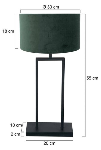 Stolová lampa Stang 3862ZW, čierna/zelený velúr, výška 55 cm, Čierna, Obývacia izba / jedáleň, kov, Stojacie svietidlo
