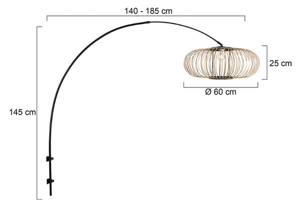 Nástenné svetlo Sparkled Light 4408ZW čierna/prírodný bambus, E27, Čierna, Obývacia izba / jedáleň, kov, Nástenné svietidlo