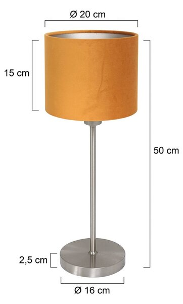 Mexlite Stolová lampa Noor, oceľ/zlatý velúr, výška 50 cm, E27, Hliník / sivá / zinok, Obývacia izba / jedáleň, kov, Stojacie svietidlo