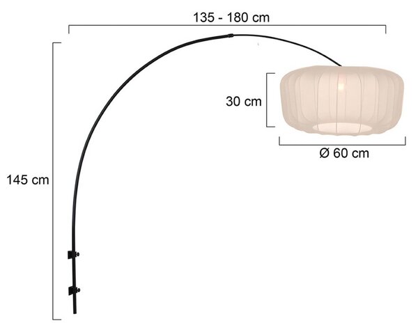 Steinhauer Nástenné svetlo Sparkled Light 4409ZW, čierna/krémový nylon, E27, Čierna, Obývacia izba / jedáleň, kov, Moderný, Nástenné svietidlo