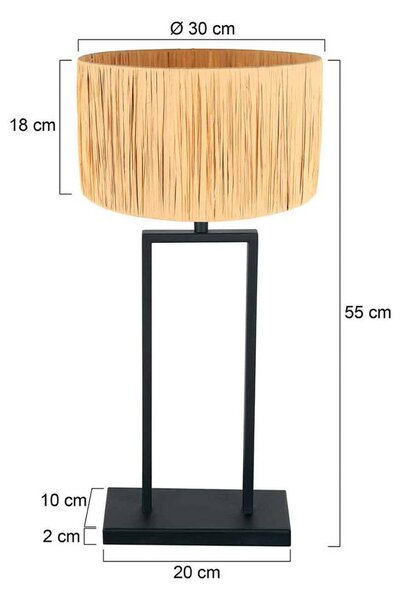 Steinhauer Stolová lampa Stang 3857ZW, morská tráva, čierna/prírodná, výška 55 cm, Čierna, Obývacia izba / jedáleň, kov, Stojacie svietidlo