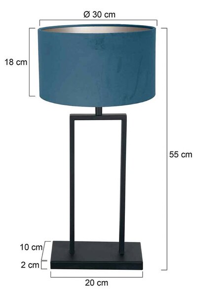 Steinhauer Stolová lampa Stang 3862ZW, čierna/modrý velúr, výška 55 cm, Čierna, Obývacia izba / jedáleň, kov, Stojacie svietidlo