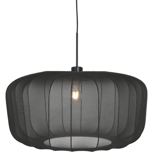 Závesné svietidlo Sparkled Light, čierny nylon, Ø 60 cm, E27, Čierna, Obývacia izba / jedáleň, Textil / látka / hodváb, Moderný, Závesné svietidlo